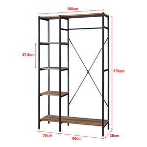 Armadio Aperto Hvidovre per Guardaroba Stand Appendiabiti - Nero / Legno Scuro [en.casa] 