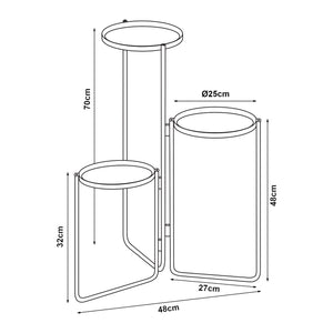 Portavasi Ostre Portafiori a 3 Livelli con Sottovasi Rotondi - Metallo Nero [en.casa] 