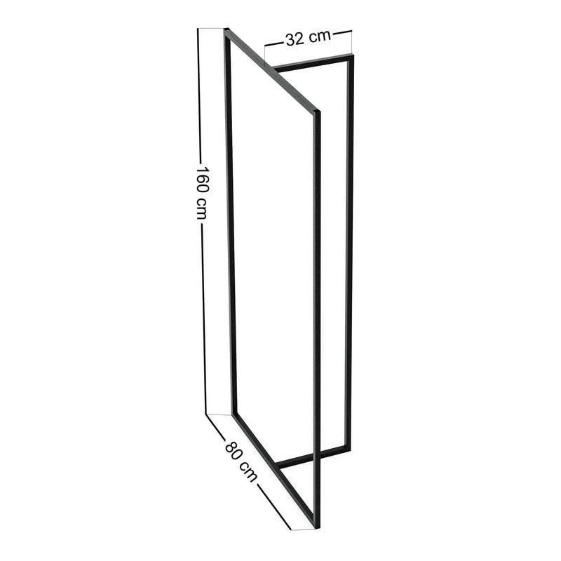 Schizzo in scala Stand Appendiabiti Hurdal Telaio a T 160 x 80 x 32 cm Acciaio Nero [en.casa] 