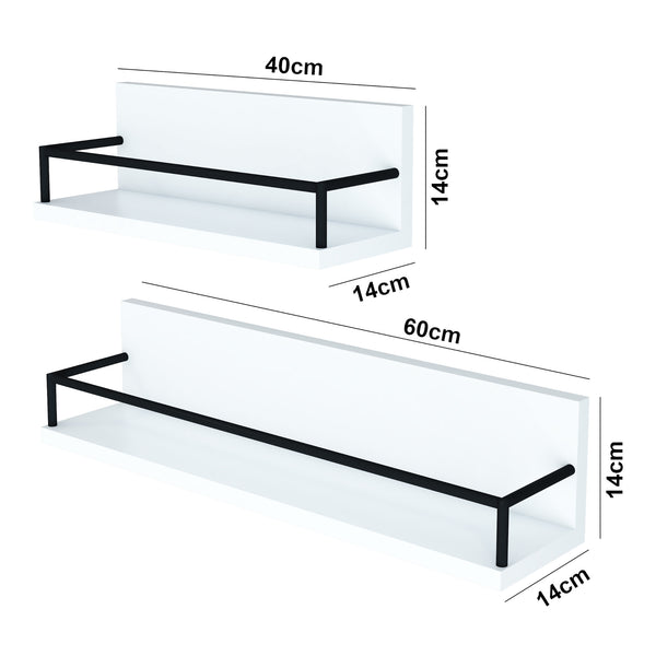 Mensola da parete Grue set da 2 bianco/nero [en.casa]