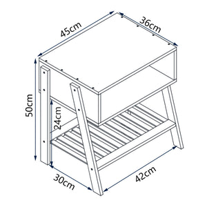 Comodino Håbo in Bambù Naturale con Scomparto e Piano a Griglia [en.casa] 