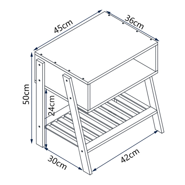 Comodino Håbo in Bambù Naturale con Scomparto e Piano a Griglia [en.casa] 