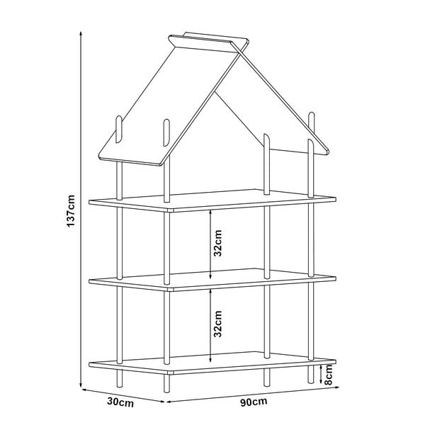 Libreria per bambini Hamarøy in bambù con aspetto casalingo 137x90x30cm [en.casa]