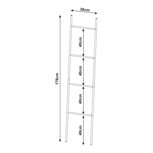 Scaletta portasciugamani Bodø acciaio 176x38 cm nero [en.casa]