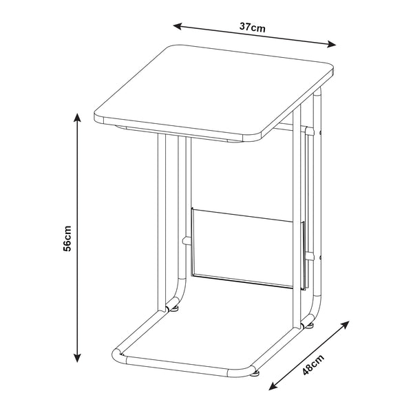 Tavolino per laptop Dyrøy 56x48x37cm Bianco/Quercia [en.casa]