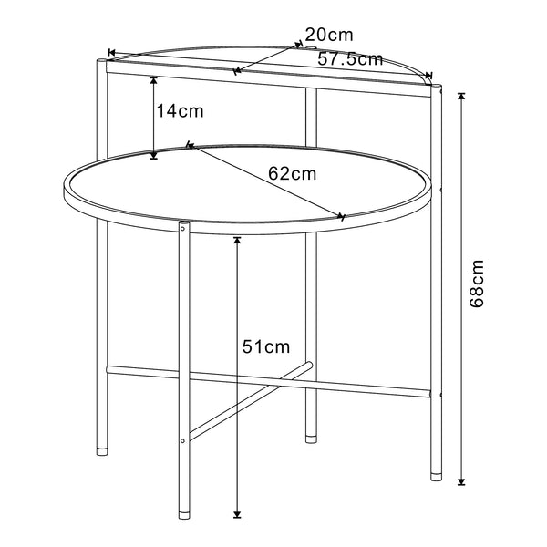 Tavolino da Divano Fyresdal con 2 Piani Effetto Rovere / Nero [en.casa] 