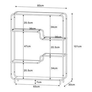 Libreria a colonna Kristiansand 101x80x30 cm Nero/effetto quercia [en.casa]