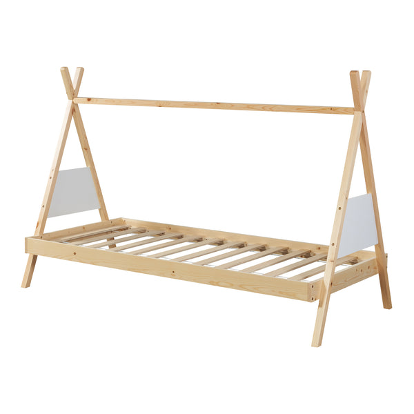 Letto a tenda Siikajoki 90x200cm Legno di pino naturale [en.casa]