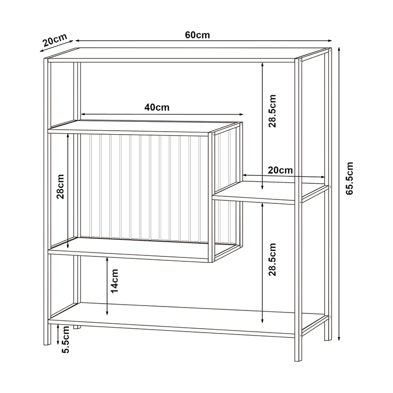 Schizzo in scala Tavolo a Consolle Beesel 65,5 x 60 x 20 cm Metallo Nero [en.casa]