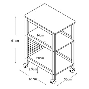 Carrello Dønna 61x51x36cm Nero/Color legno [en.casa]
