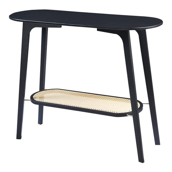 Consolle Taivalkoski 100x35x80 cm Nero/effetto rattan [en.casa]