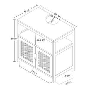 Mobile sottolavabo Tervola 60x60x35 cm Nero/Bambù [en.casa]