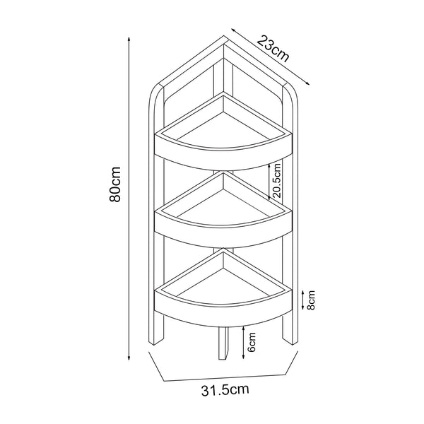 Mensola angolare Tervola 80x23x23 cm Nero/Bambù [en.casa]