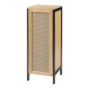 Cesto per biancheria Tervola 51 L Nero/Bambù [en.casa]