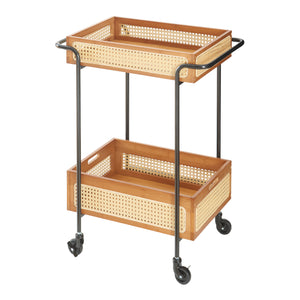 Carrello da servizio Tervola 81x61x39 cm effetto rattan [en.casa]