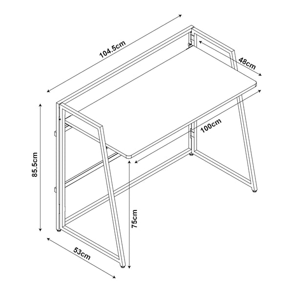 Scrivania pieghevole Ringerike 104,5x53x85,5cm Nero/Noce [en.casa]