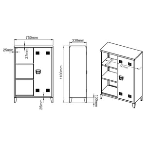 Armadietto da Ufficio Oripää in Acciaio 110 x 75 x 33 cm color Cammello [en.casa] 