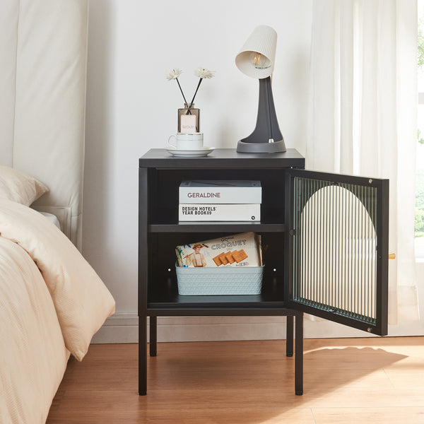 Comodino Karlskrona 60x42,5x40 cm Nero, opaco [en.casa]