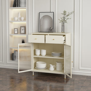 Sideboard Lindau Acciaio 97x80x40 cm Bianco crema [en.casa]