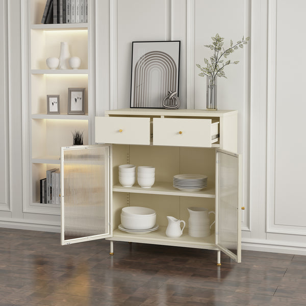 Sideboard Lindau Acciaio 97x80x40 cm Bianco crema [en.casa]