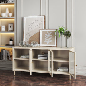 Mobile TV Lindau Acciaio 120x40x59 cm Bianco crema [en.casa]