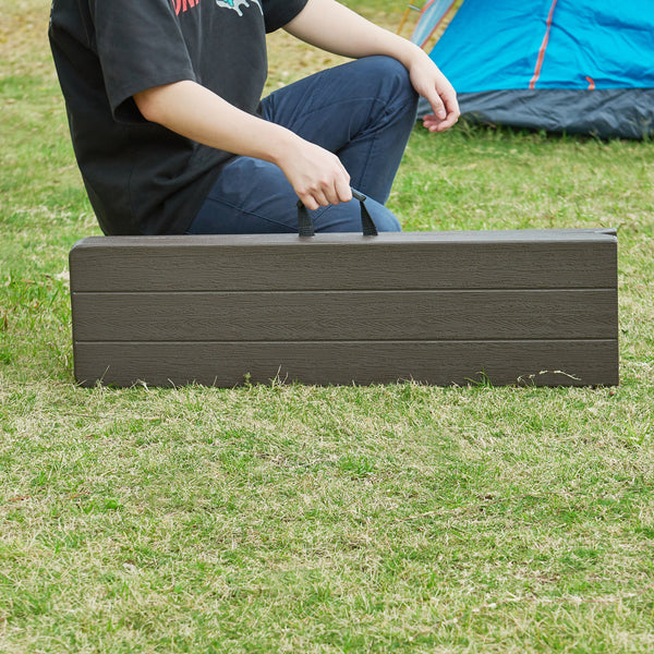 Set panca pieghevole Lillestrøm 2 pz. effetto legno, marrone scuro [en.casa]