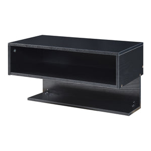 Comodino da Parete Gauldal con Scomparto Aperto e Ripiano - Nero Effetto Legno [en.casa]