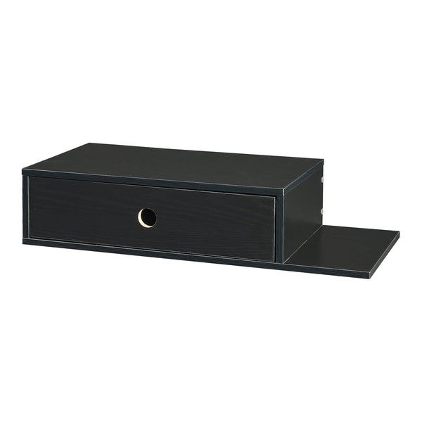 Mensola da parete Stor con cassetto 65x30x15 cm Nero [en.casa]