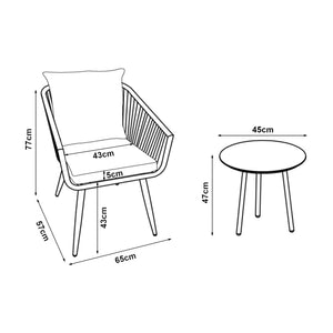 Set di mobili da giardino Abriola 3 pz. Grigio [casa.pro]