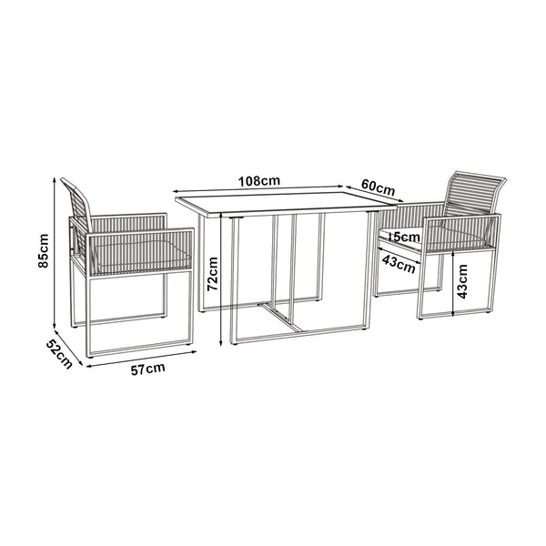 Set di mobili da giardino Accadia 3 pz. Nero/Marrone [casa.pro]