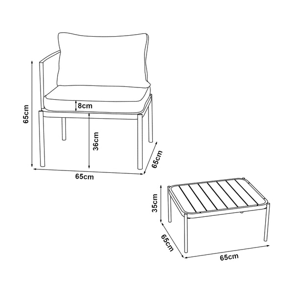Set di mobili da giardino Accettura 3 pz. Alluminio Grigio [casa.pro]