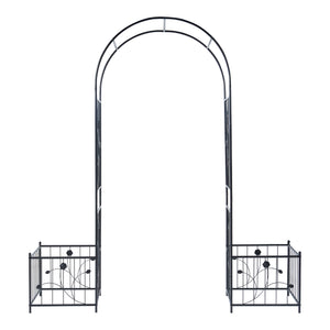 Arco per rose Barisciano con 2 fioriere Nero [casa.pro]