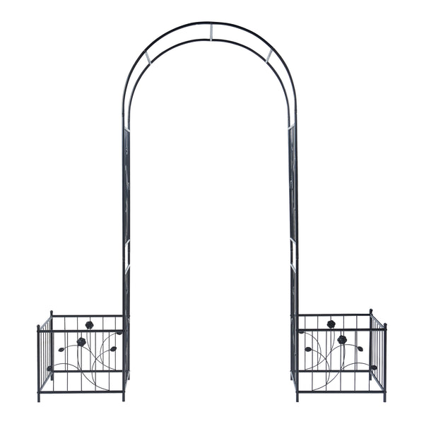 Arco per rose Barisciano con 2 fioriere Nero [casa.pro]