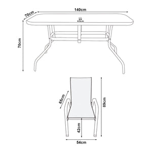 Set di Mobili da Giardino Aradeo Tavolo con Piano in Vetro e 6 Sedie Impilabili - Nero casa.pro