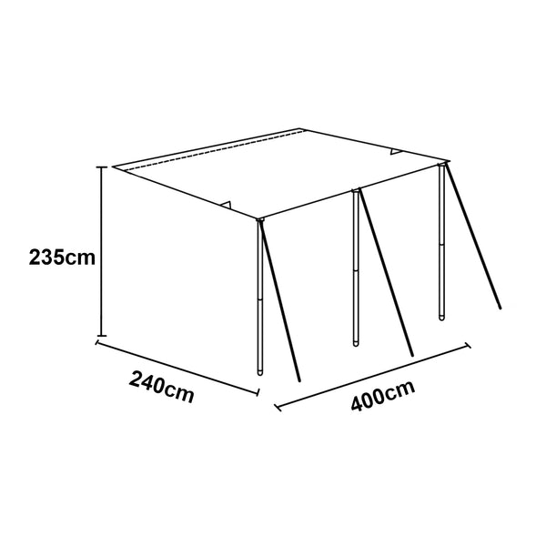 Tendalino per roulotte Beuningen 400x240x235 cm Grigio [pro.tec]