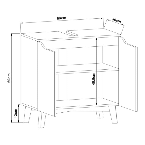 Armadio Sottolavabo Overath 60 x 60 x 30 cm Grigio [en.casa] 