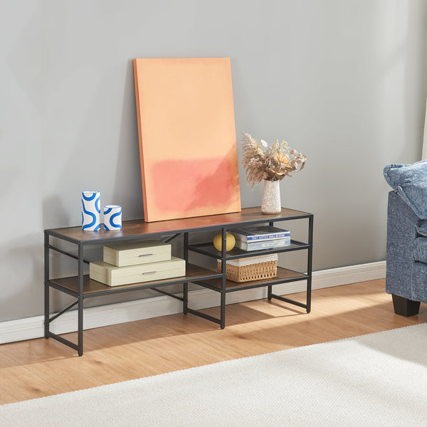 Tavolino TV Västiarharg 120x30x46 cm Nero/effetto noce [en.casa]