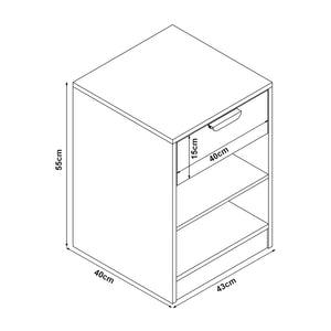 Comodino Varkaus 55x43x40cm effetto quercia [en.casa]