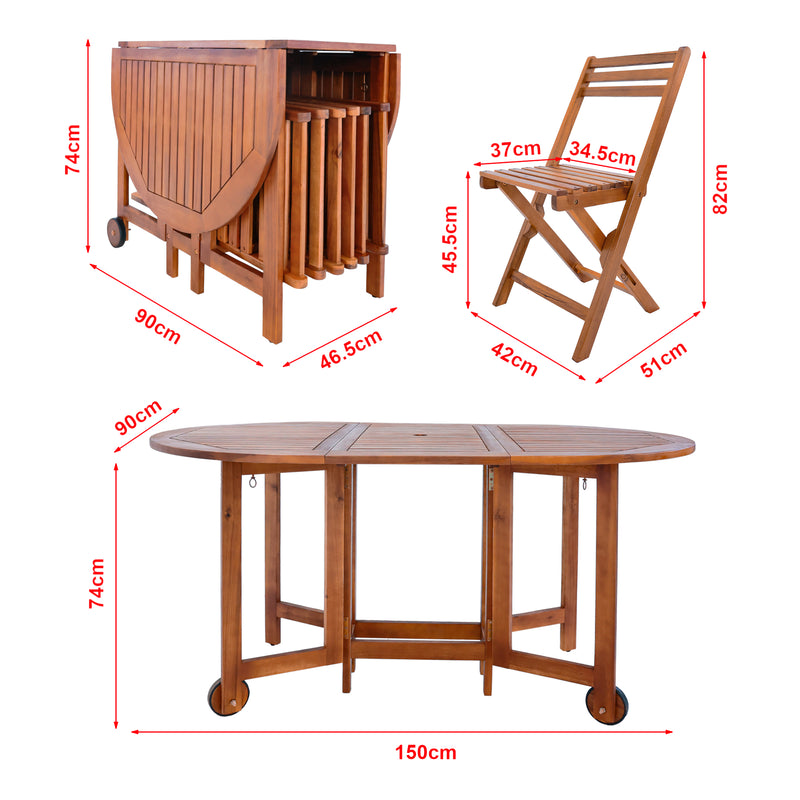 Schizzo in scala Set da Pranzo per Esterno Acerenza in Legno di Acacia Certificato FSC® [en.casa] 