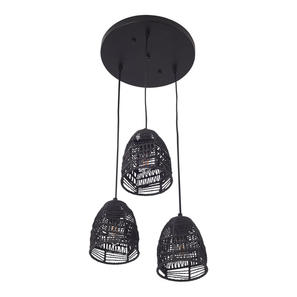 Lampada a sospensione Andover Metallo+Rattan Nero [lux.pro]