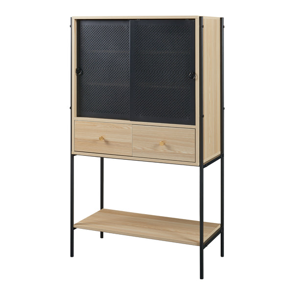 Mobiletto Tysnes 140x80x40 cm Nero/Quercia [en.casa]