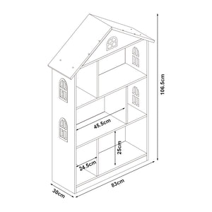 Libreria per bambini Vipsali 107x83x30 cm Bianco/Rosa [en.casa]