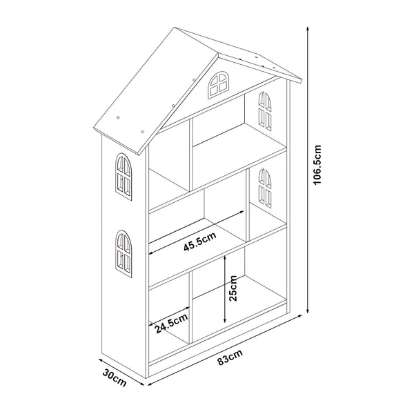 Libreria per bambini Vipsali 107x83x30 cm Bianco/Rosa [en.casa]