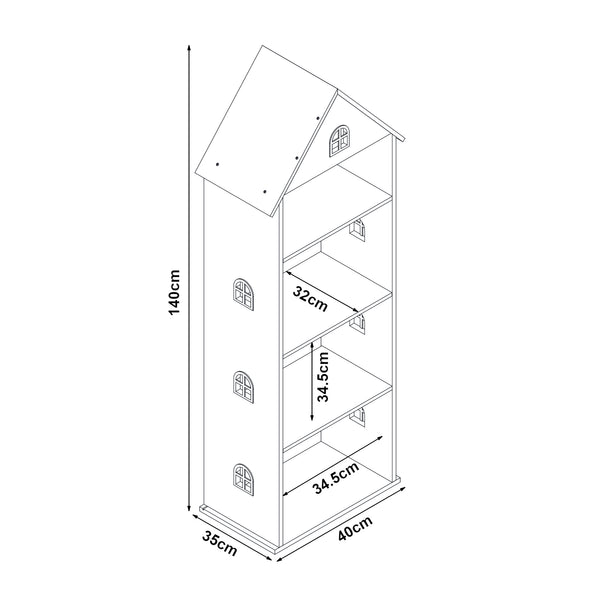 Libreria per bambini Vipsali 140x40x35 cm Bianco/Rosa [en.casa]