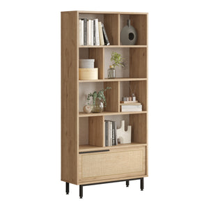 Libreria Kvænangen 176x84x30 cm effetto quercia/effetto rattan [en.casa]