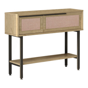 Consolle Kvænangen 100x30x76 cm Quercia/effetto rattan [en.casa]