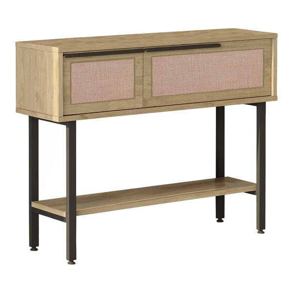 Consolle Kvænangen 100x30x76 cm Quercia/effetto rattan [en.casa]