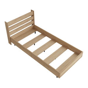 Letto singolo Kvænangen 100x200 cm effetto quercia/rattan [en.casa]