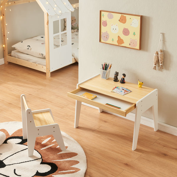 Scrivania per bambini con sedia Skinnskatteberg legno/bianco [en.casa]