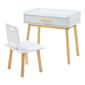 Scrivania per bambini con sedia Skjervøy legno/bianco [en.casa]